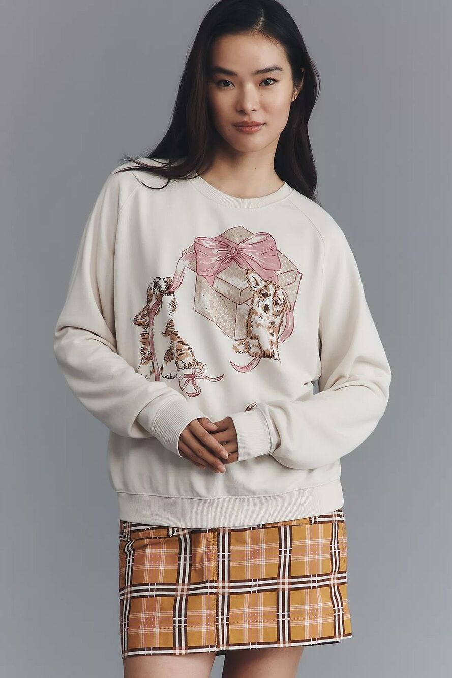 Anthropologie Maeve Animal Friends Crew-Neck Sweatshirt
